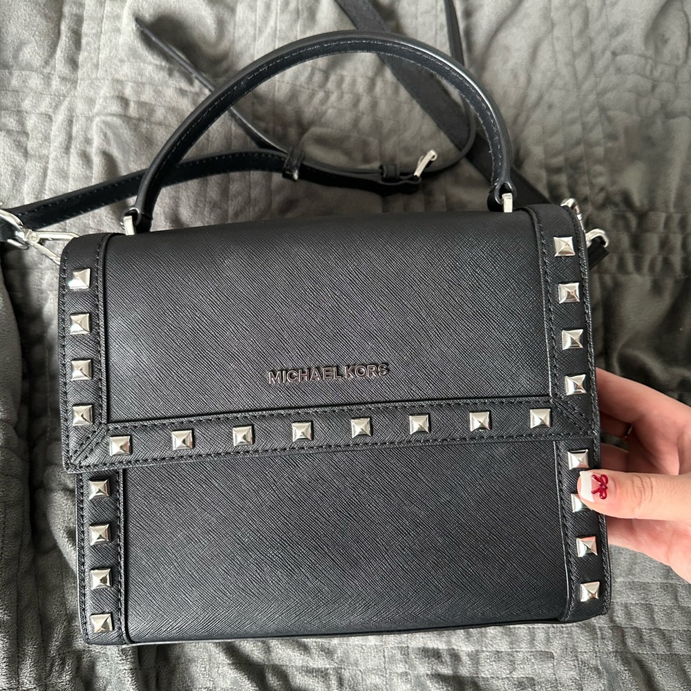 Michael Kors Black Studded Satchel